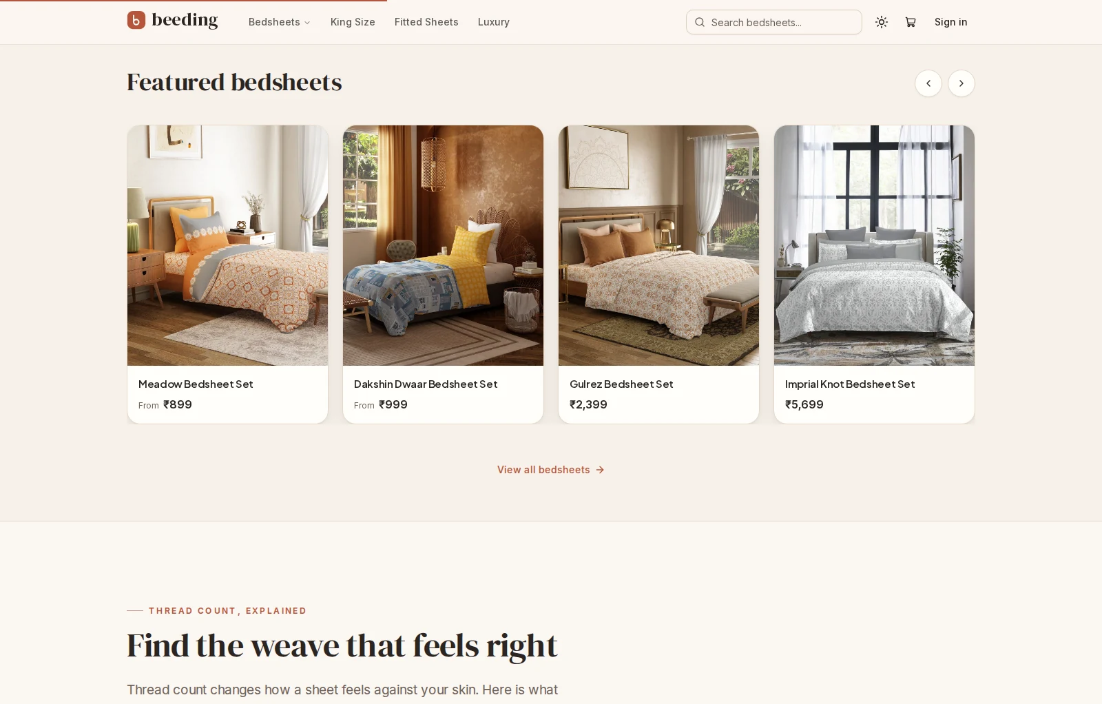 Bedding Bazar product interface